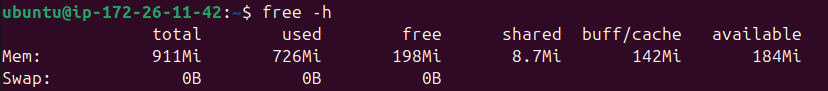 Terminal free -h